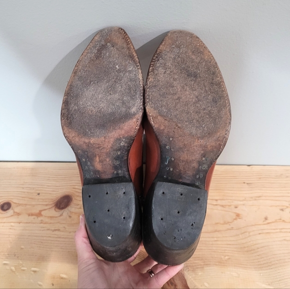 Vintage Tony Lama Men's Western Cowboy Boots Two Tone Leather Rockabilly Size 7 - Picture 5 of 13